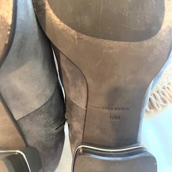Tory Burch Over the Knee Suede Grey Flat Boots Size 10 - Picture 12 of 12